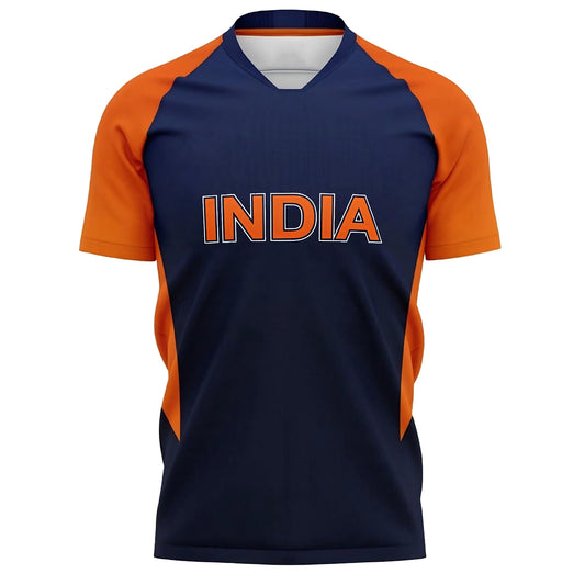 India ICC T20 World Cup Training Orange Half Sleeves Cricket Fan Jersey