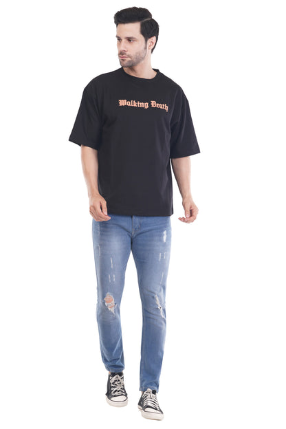 Walking Death Cotton Tshirt - Black Drop Shoulder