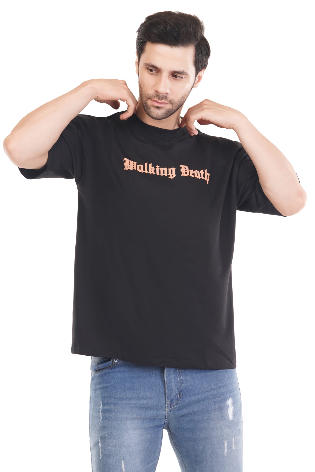 Walking Death Cotton Tshirt - Black Drop Shoulder