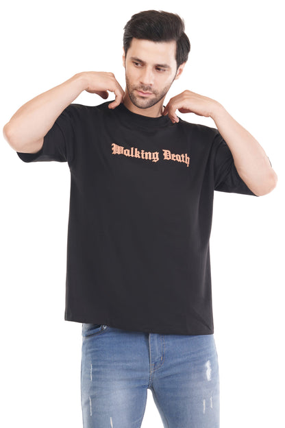 Walking Death Cotton Tshirt - Black Drop Shoulder