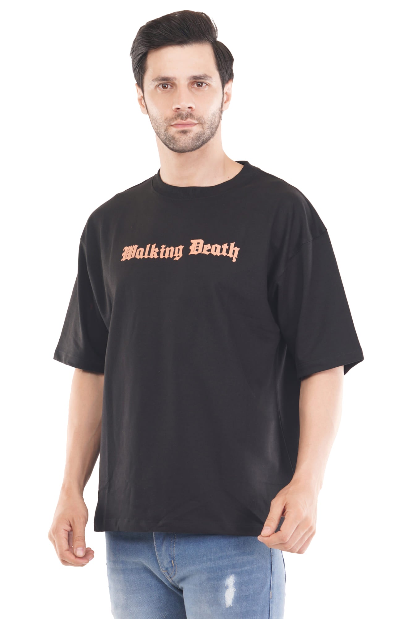 Walking Death Cotton Tshirt - Black Drop Shoulder