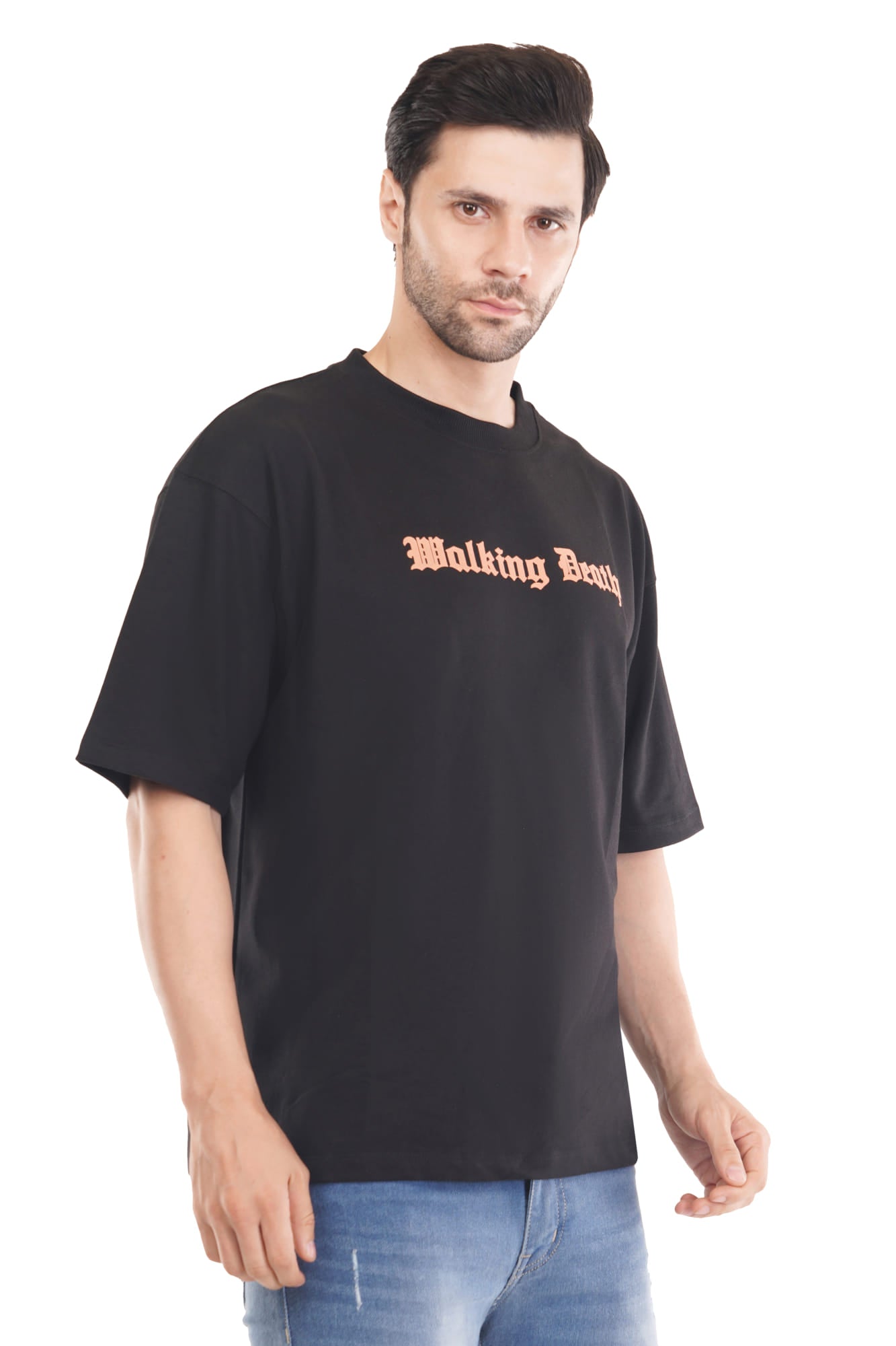 Walking Death Cotton Tshirt - Black Drop Shoulder