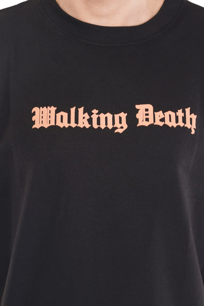 Walking Death Cotton Tshirt - Black Drop Shoulder